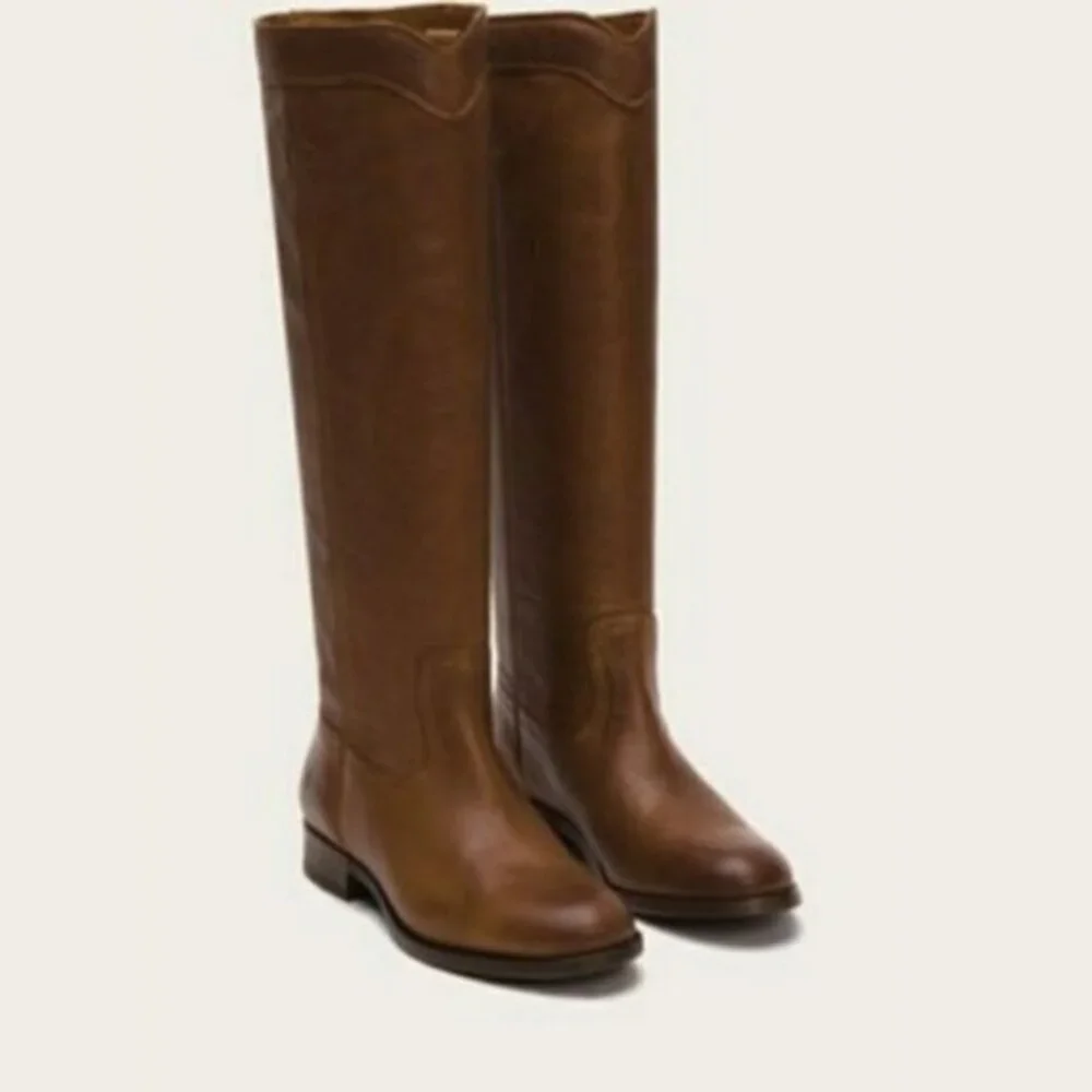 -NEW Frye Cara Roper Tall Riding Boot (Cognac) 6M - Picture 1 of 6